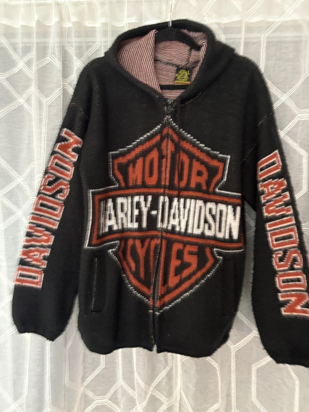Harley-Davidson Black and Orange Full-Zip Hooded Sweater